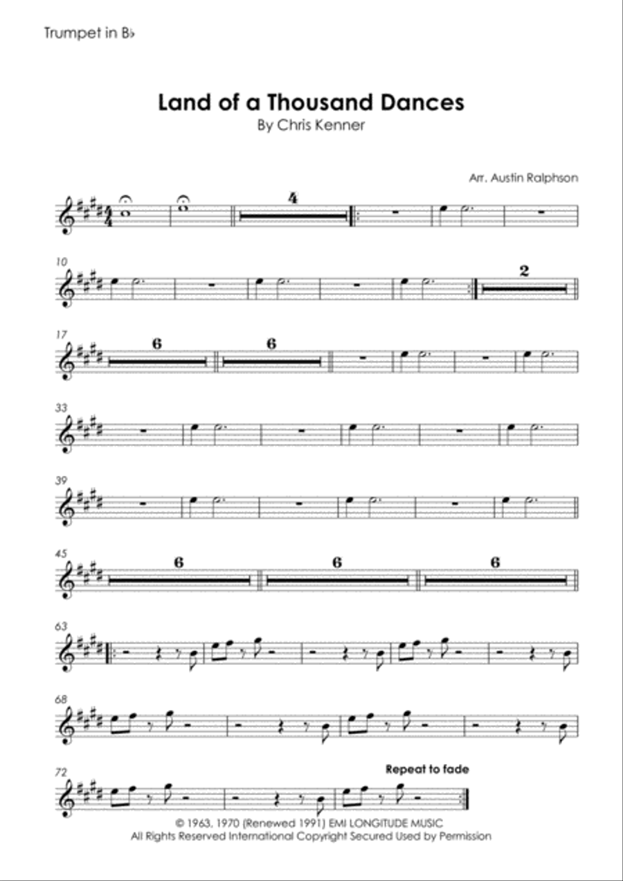 Land Of A Thousand Dances Tenor Saxophone scores gallery preview page 6