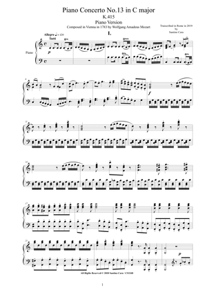 Mozart - Piano Concerto No.13 in C major K.415 - Piano Version