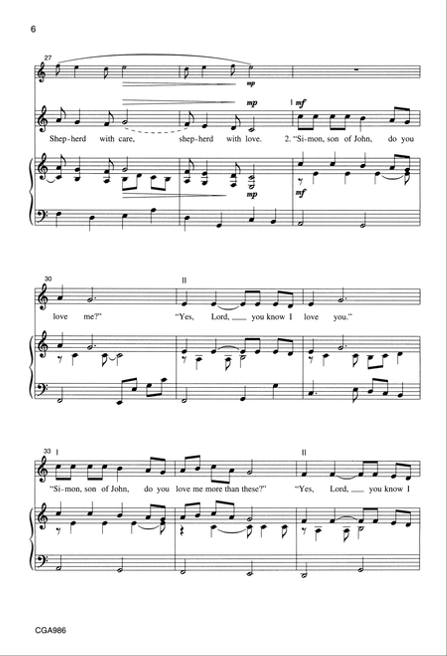 Feed My Sheep Unison Choir scores gallery preview page 6