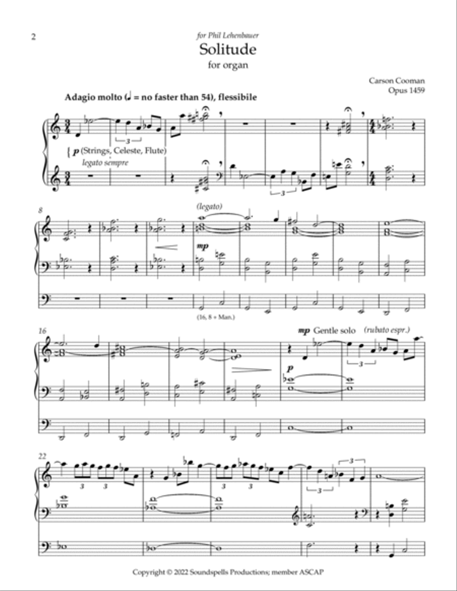Solitude Organ Solo scores gallery preview page 2