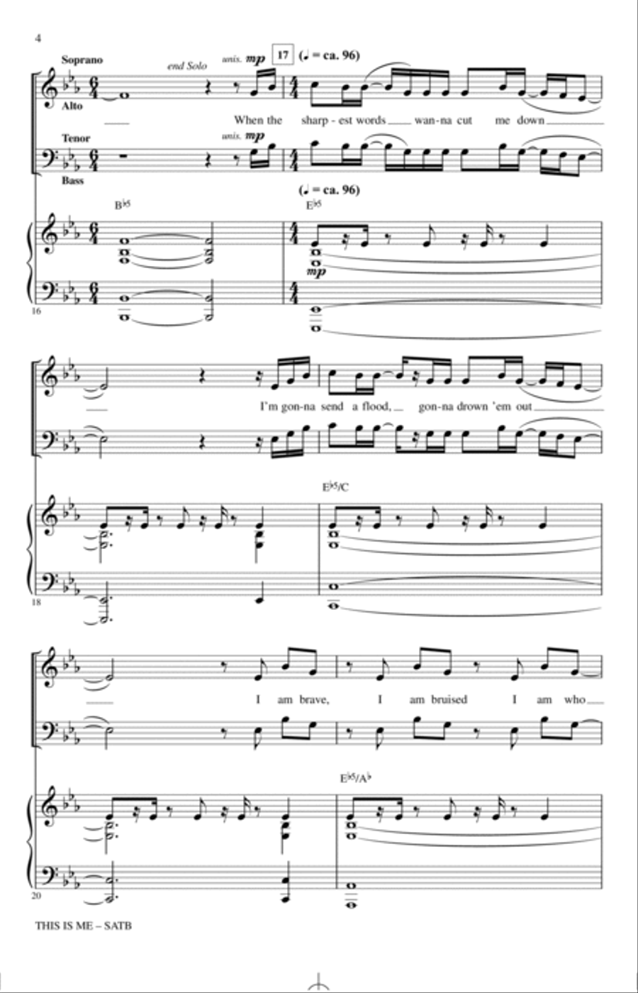 This Is Me (from The Greatest Showman) (arr. Mac Huff) 4-Part scores gallery preview page 3