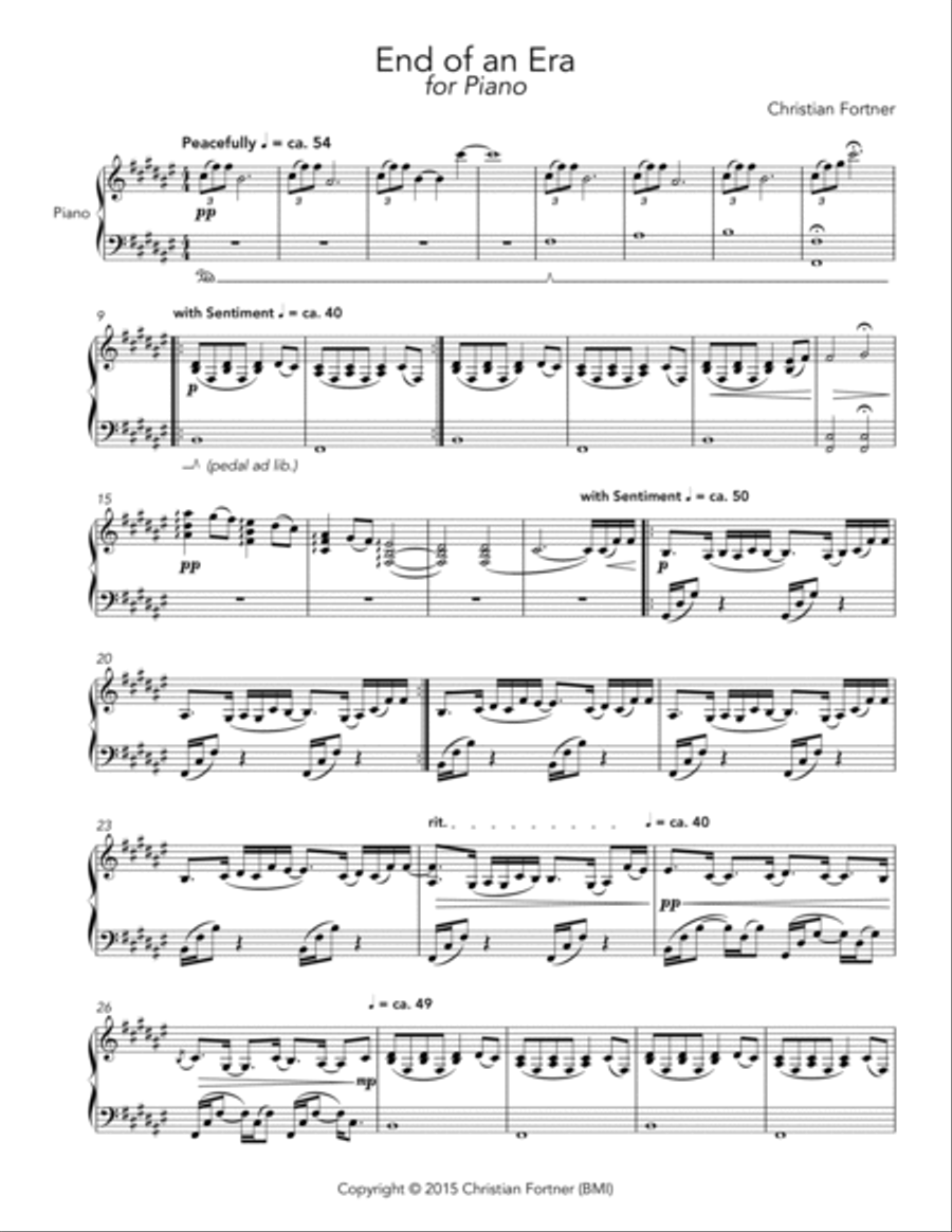 End of an Era Easy Piano scores gallery preview page 2