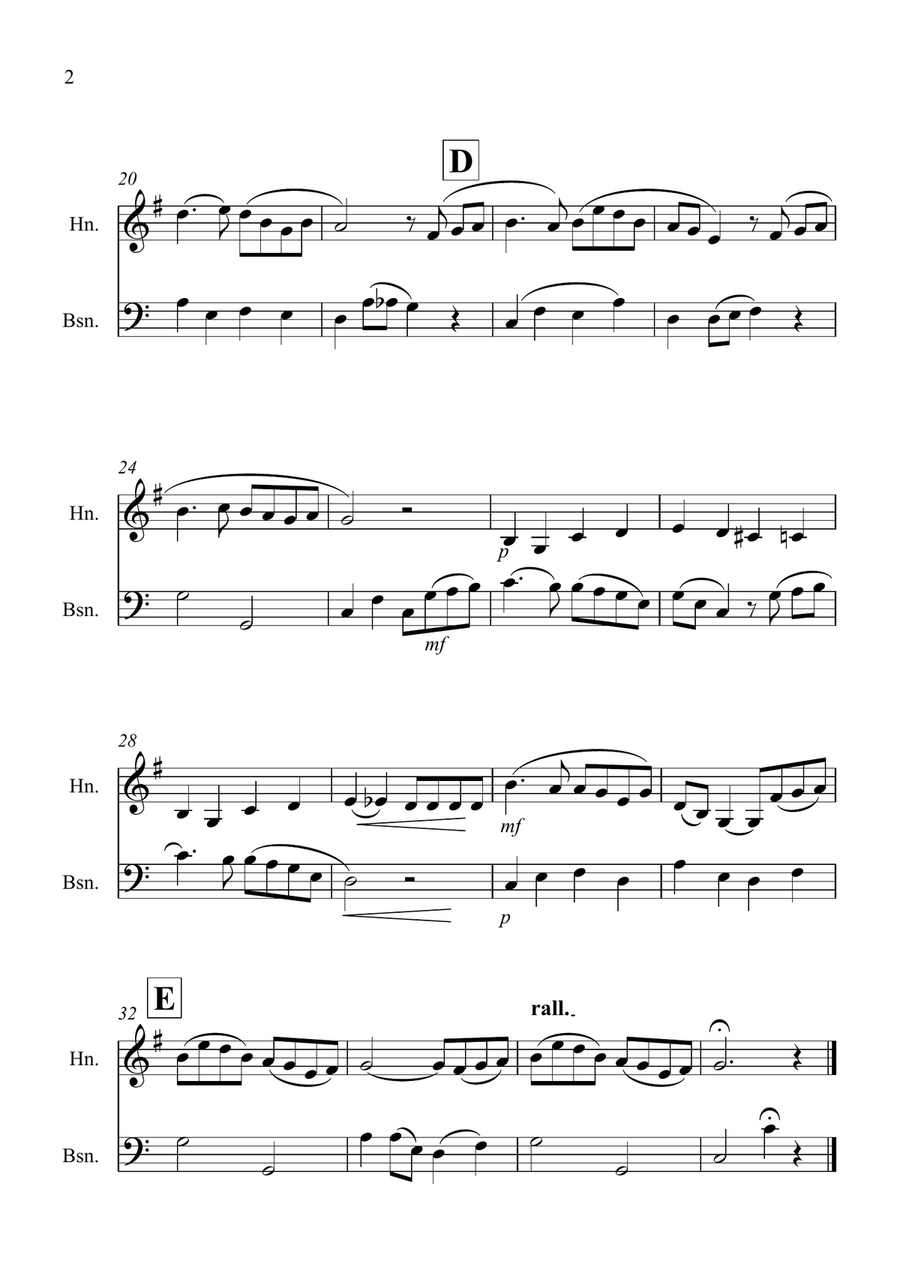 Danny Boy for Horn and Bassoon Duet Woodwind Duet scores gallery preview page 2