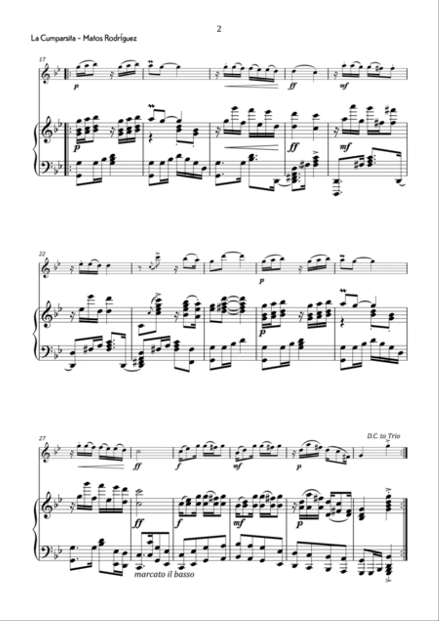 Matos Rodríguez - La Cumparsita in G Minor - Intermediate Violin Solo scores gallery preview page 3
