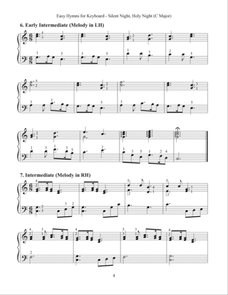 Silent Night, Holy Night (Easy Hymns for Keyboard) Piano Method scores gallery preview page 6