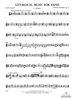 Liturgical Music for Band, Op. 33: 3rd B-flat Clarinet