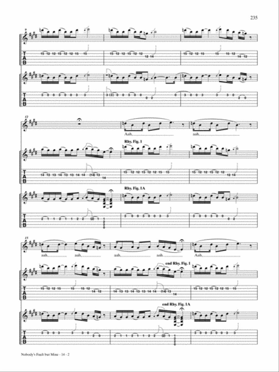 Nobody's Fault But Mine Guitar Tablature scores gallery preview page 2