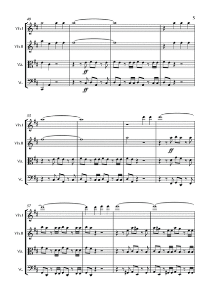 Hallelujah (Handel) Chorus from Messiah - For String quartet arrangement. Score and parts. image number null