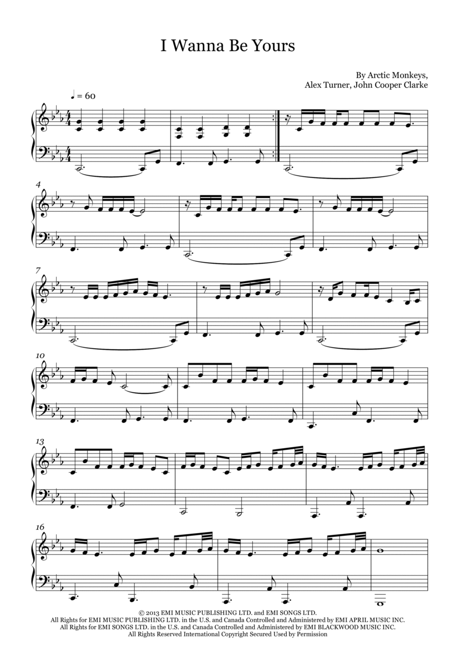 I Wanna Be Yours I Wanna Be Yours Piano Solo scores gallery preview page 1