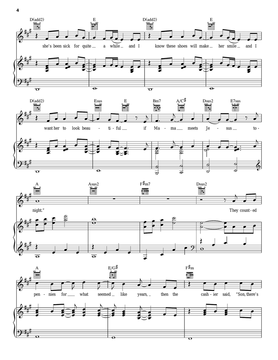 The Christmas Shoes Piano, Vocal, Guitar scores gallery preview page 4