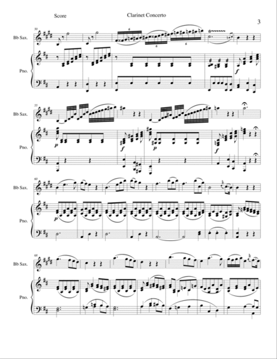 Adagio (Mvt. II) from Clarinet Concert Clarinet scores gallery preview page 3
