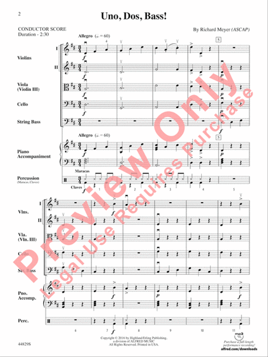 Uno, Dos, Bass! Uno, Dos, Bass! String Orchestra scores gallery preview page 3