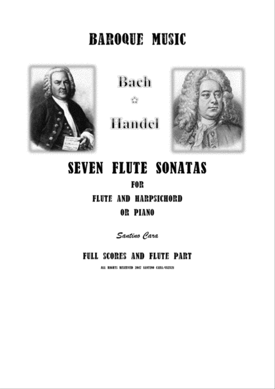 Seven Flute Sonatas (Bach-Handel) for Flute and Harpsichord or Piano - Full scores and Flute part Flute scores gallery preview page 1
