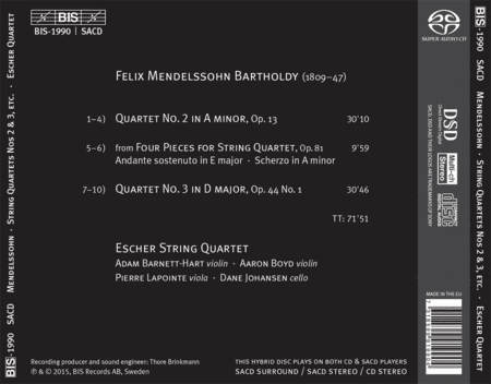 Mendelssohn: String Quartets, Nos. 2 & 3 image number null