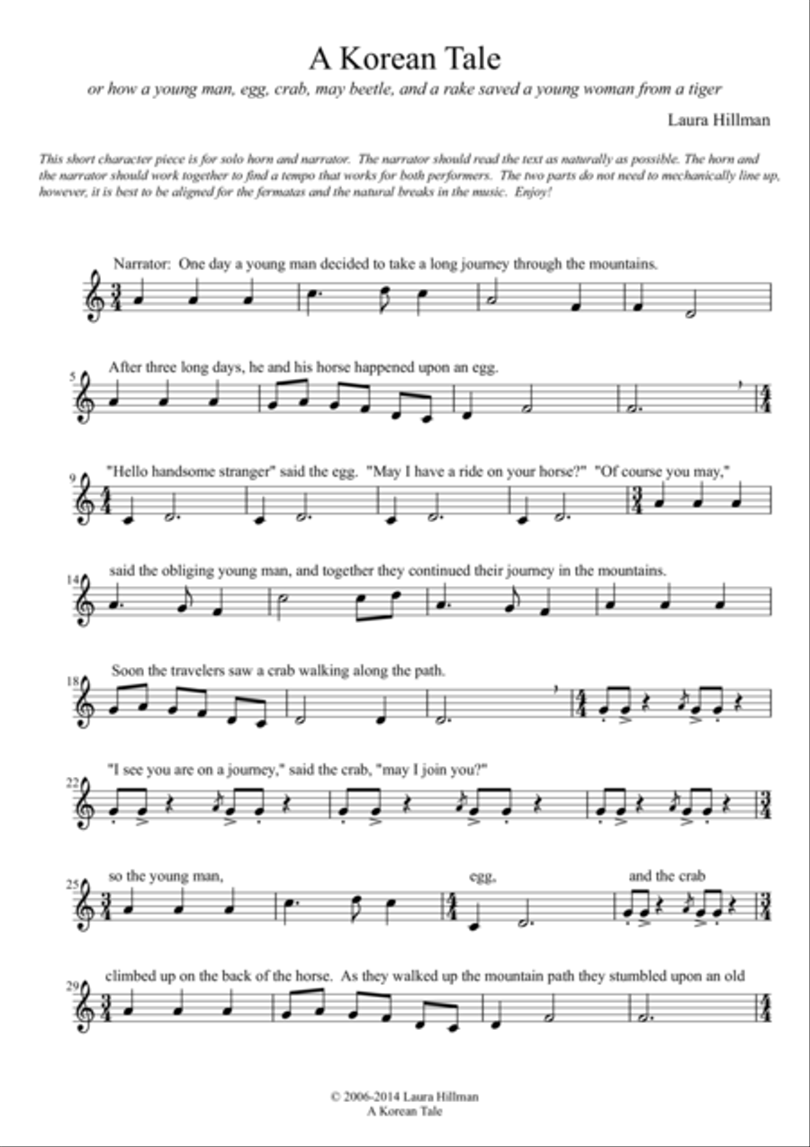 A Korean Tale A Korean Tale Horn Solo scores gallery preview page 1