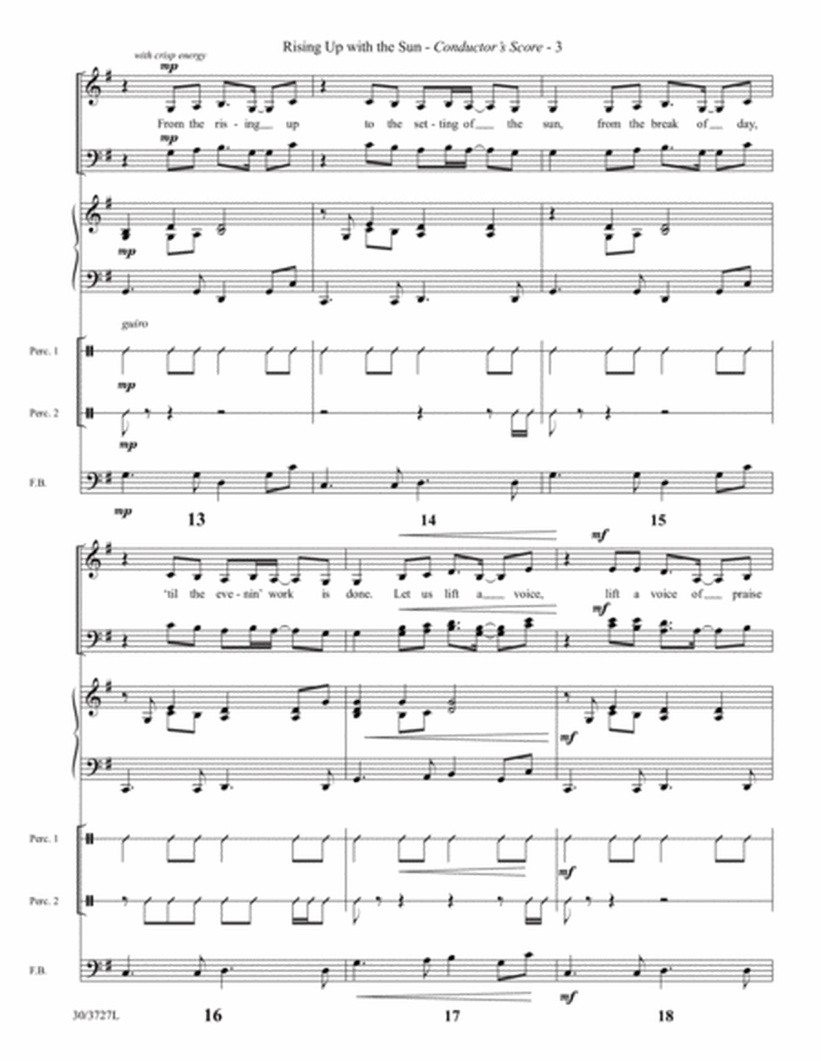 Rising Up with the Sun - Bass and Percussion Score and Parts