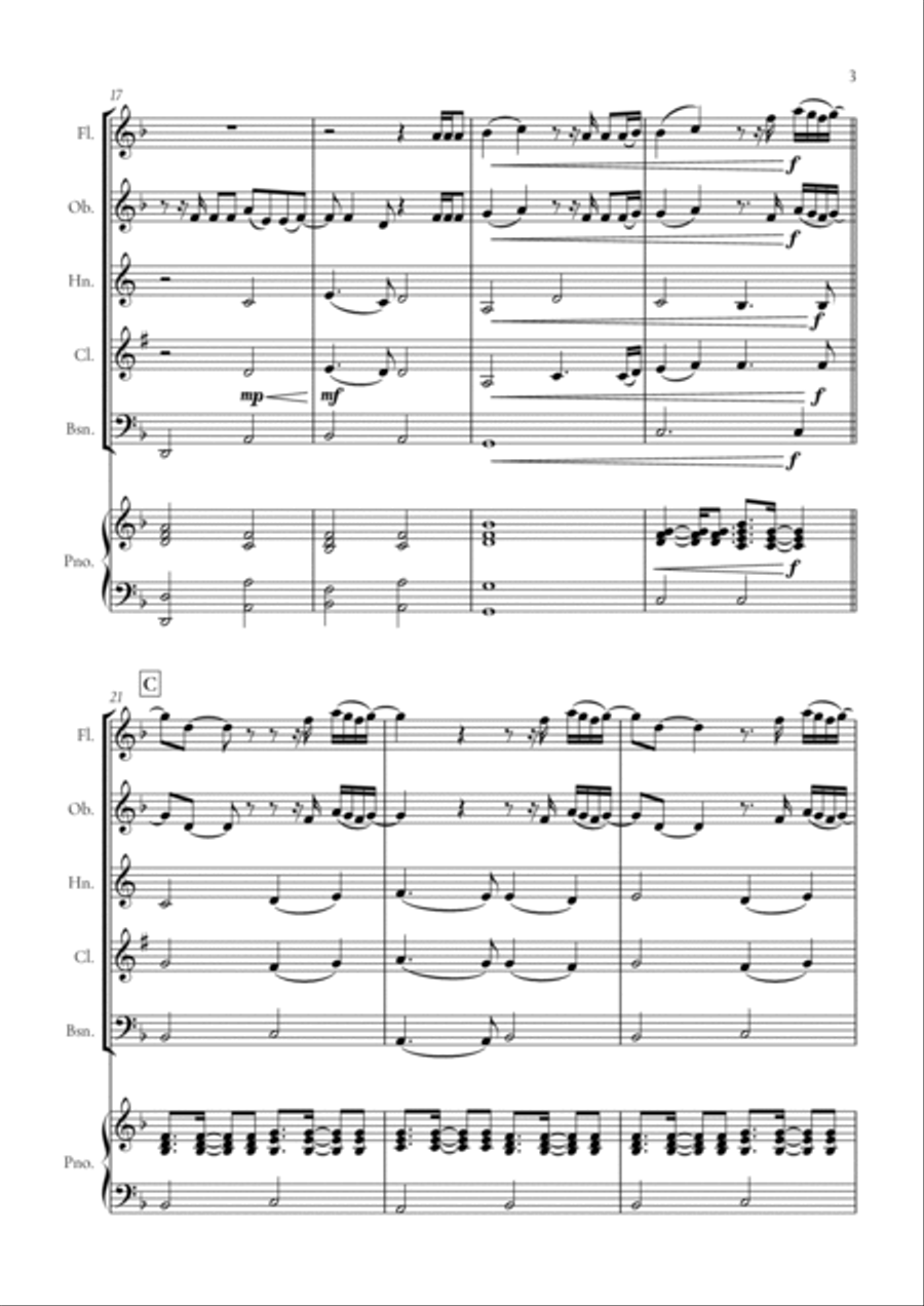 When We Were Young Woodwind Quintet scores gallery preview page 3