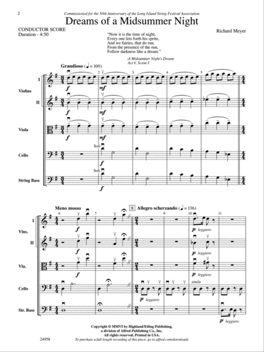 Dreams of a Midsummer Night String Orchestra scores gallery preview page 2
