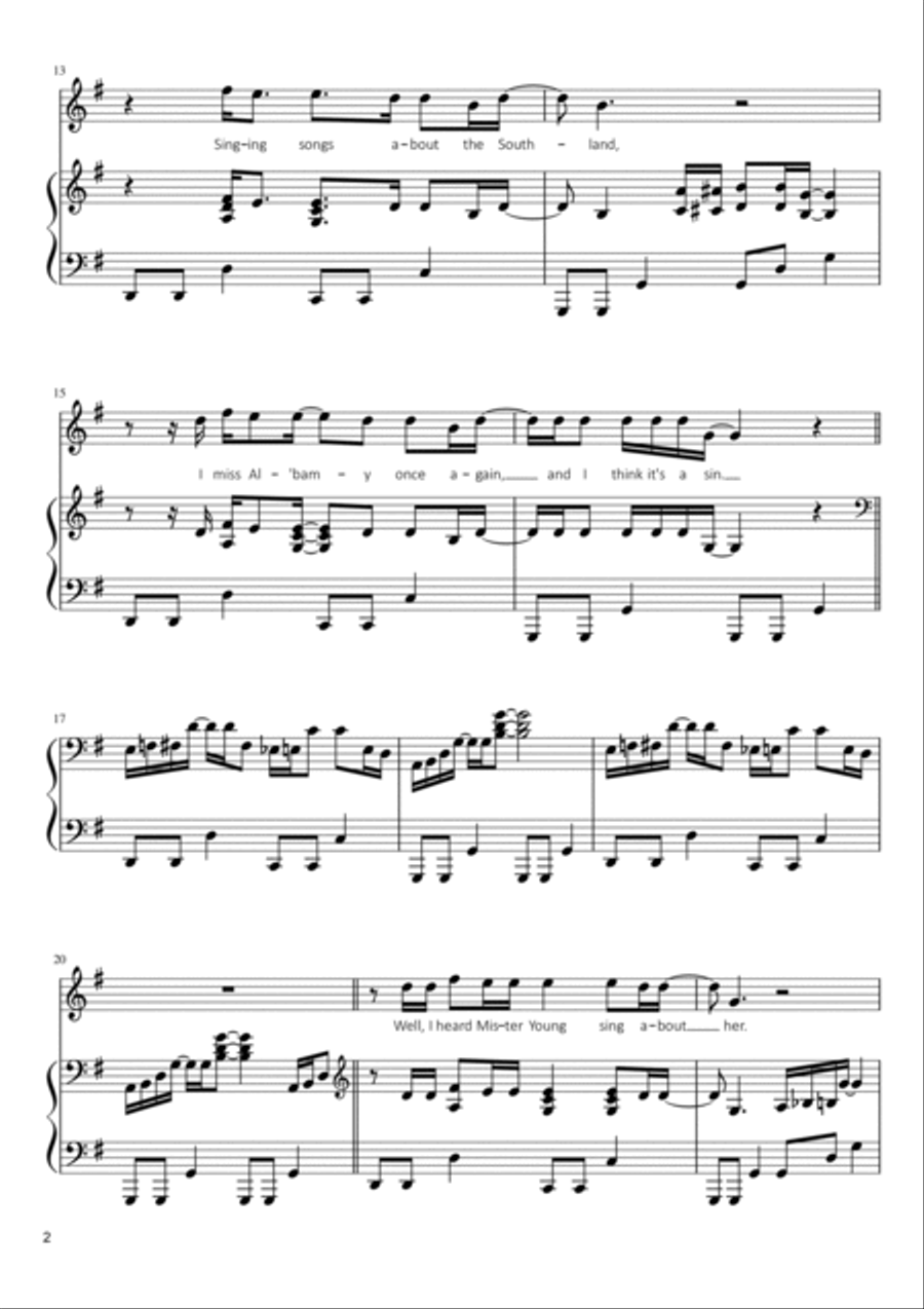 Sweet Home Alabama Voice scores gallery preview page 2