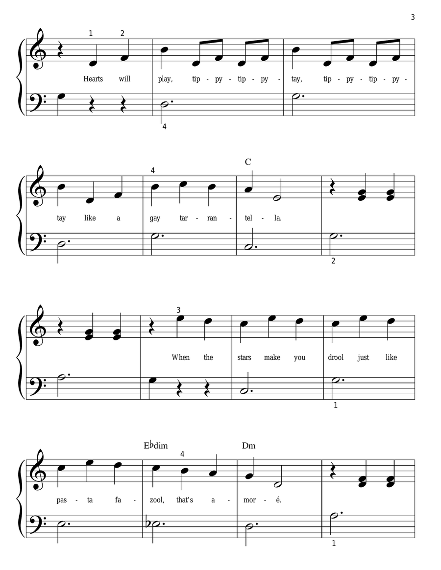 That's Amore (That's Love) Easy Piano scores gallery preview page 3