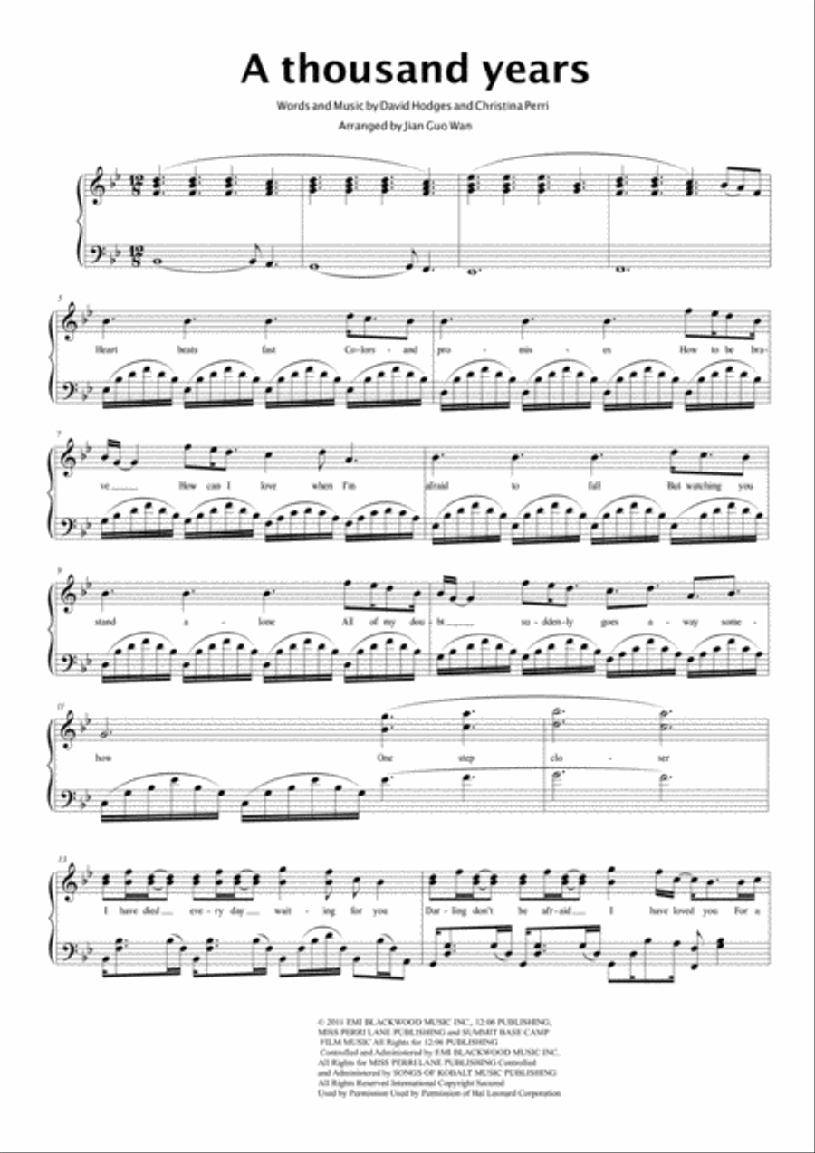 A Thousand Years A Thousand Years Voice scores gallery preview page 1