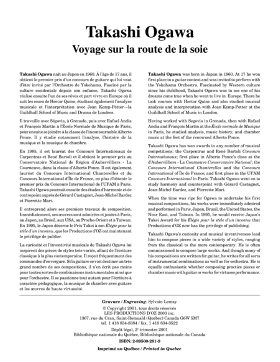 Voyage sur la route de la soie Guitar Ensemble scores gallery preview page 1