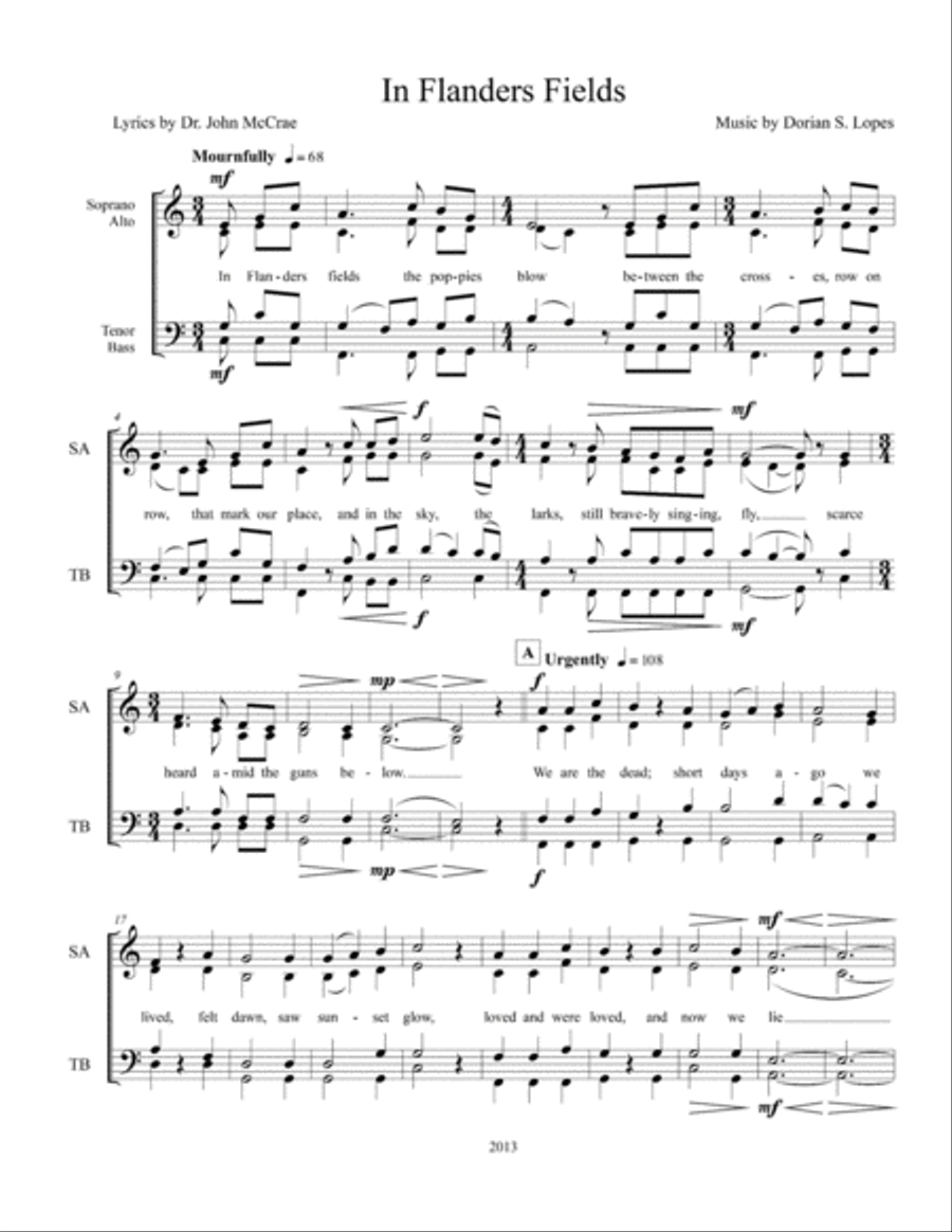 In Flanders Fields 4-Part scores gallery preview page 2