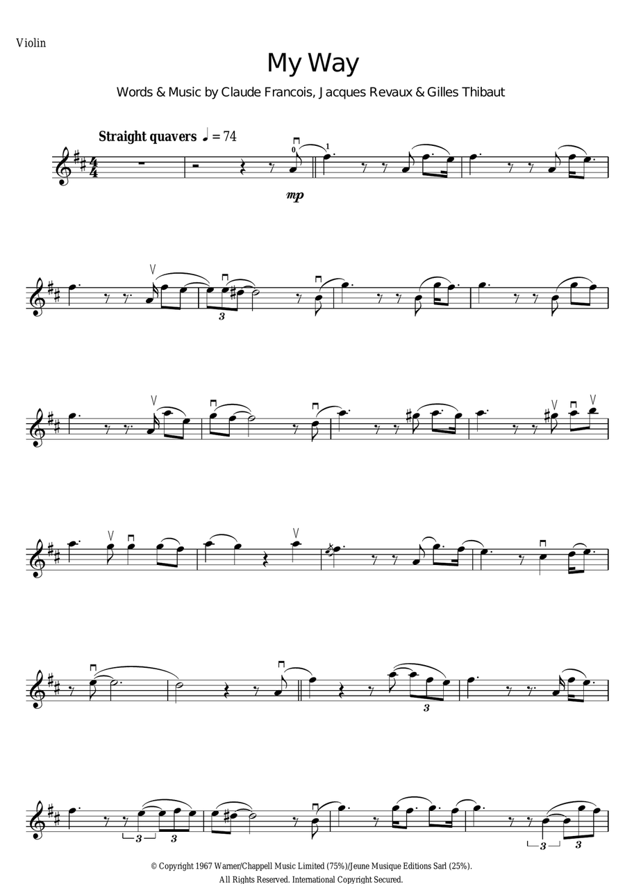 My Way My Way Violin Solo scores gallery preview page 1