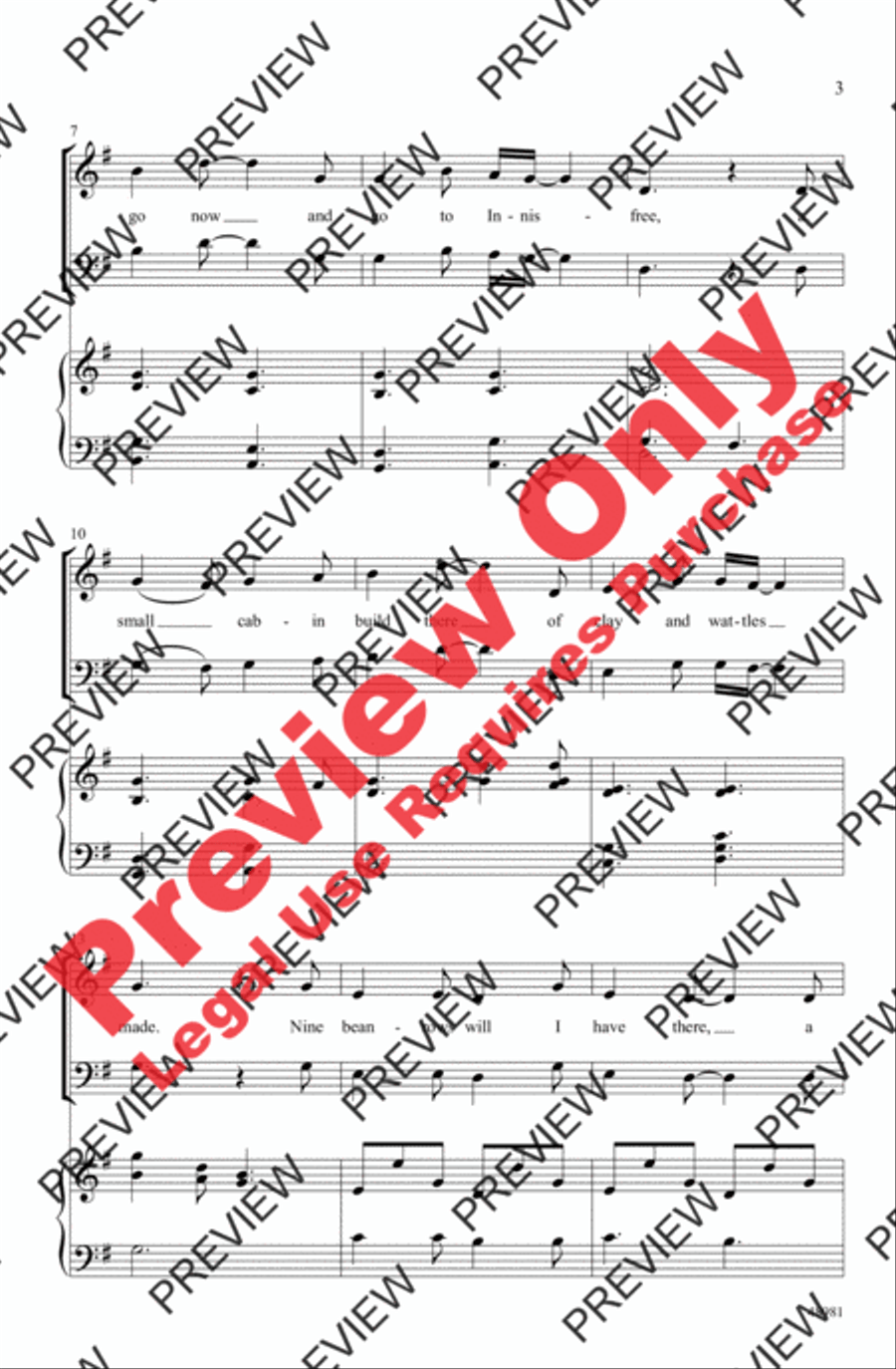 The Lake Isle of Innisfree 3-Part scores gallery preview page 3