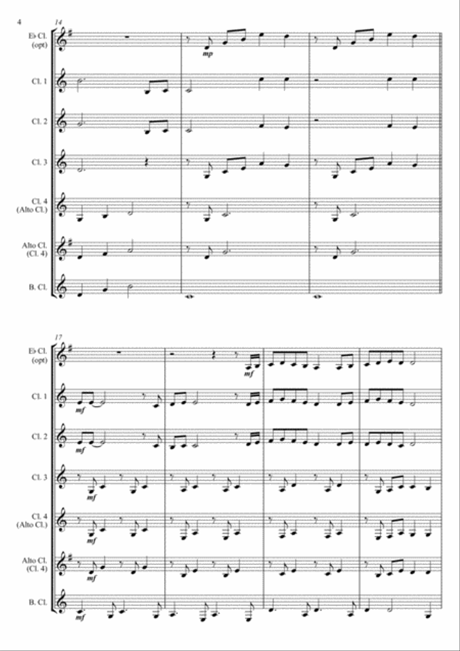 Bohemian Rhapsody Clarinet Choir scores gallery preview page 4