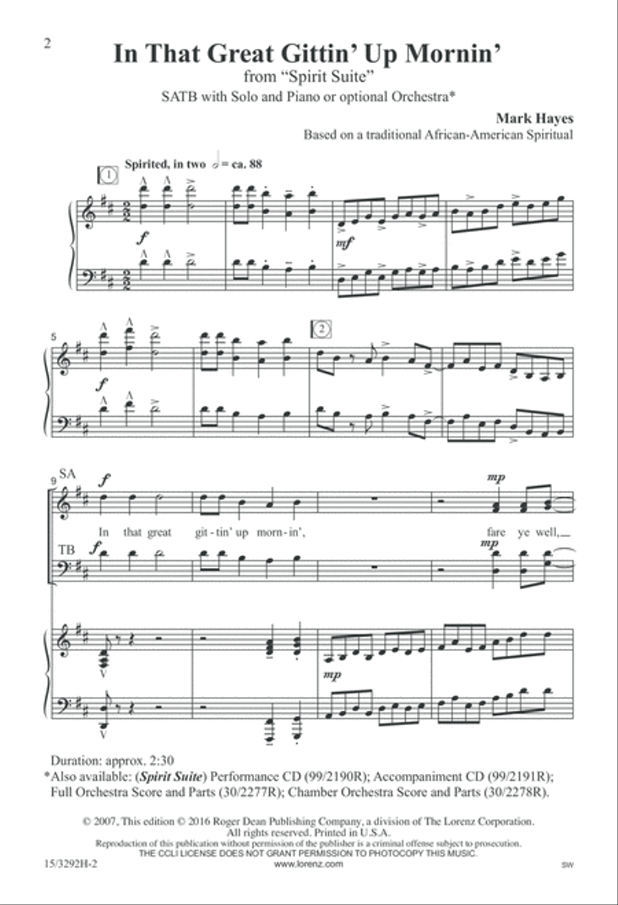 In That Great Gittin' Up Mornin' 4-Part scores gallery preview page 2