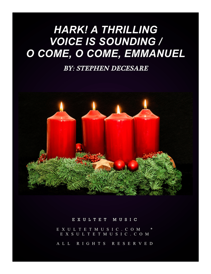 Hark! A Thrilling Voice Is Sounding / O Come, O Come, Emmanuel (Vocal solo and SATB) 4-Part scores gallery preview page 1