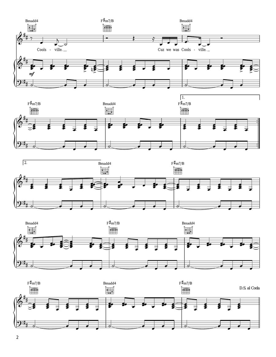 Coolsville Piano, Vocal, Guitar scores gallery preview page 2
