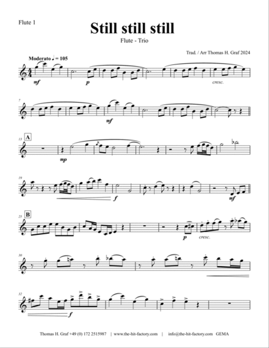 Still Still Still - Christmas song - Flute Trio - C Flute Trio scores gallery preview page 5