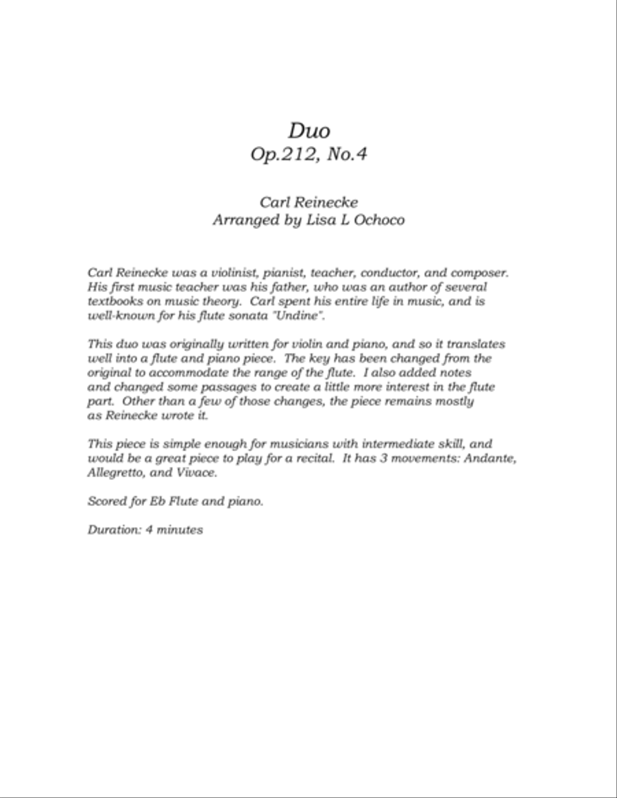 Duo Op212, No4 for Eb Flute and Piano Woodwind Duet scores gallery preview page 4