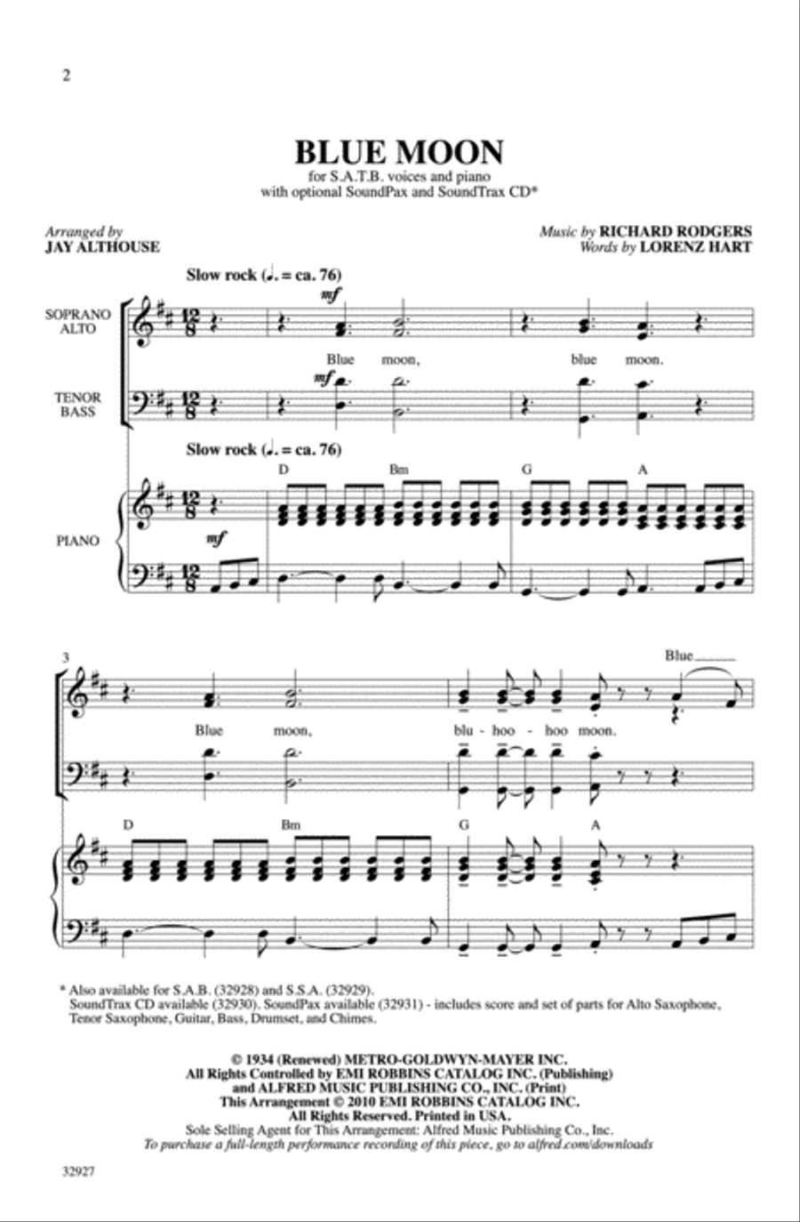 Blue Moon Blue Moon 4-Part scores gallery preview page 2