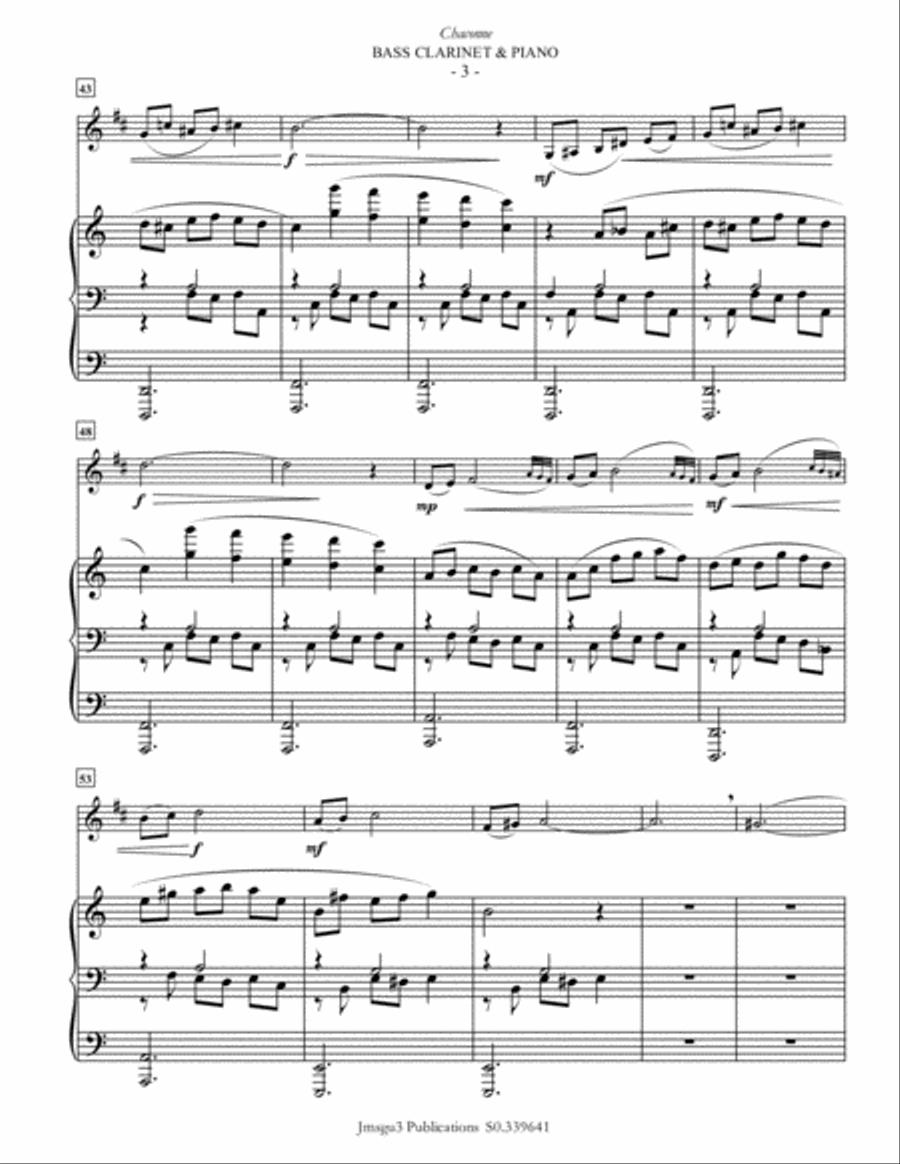 Guthrie: Chaconne for Bass Clarinet & Piano Bass Clarinet scores gallery preview page 3