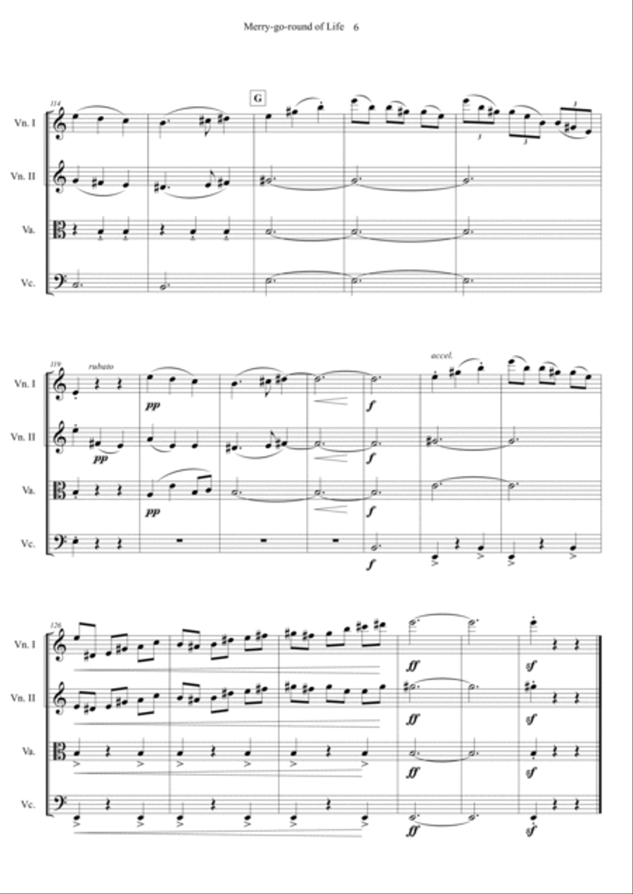 Merry-go-round Of Life String Quartet scores gallery preview page 6