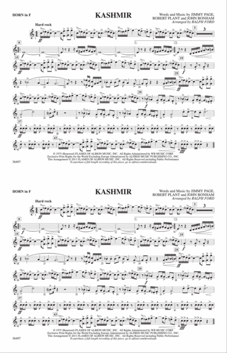 Kashmir: 1st F Horn Marching Band scores gallery preview page 1