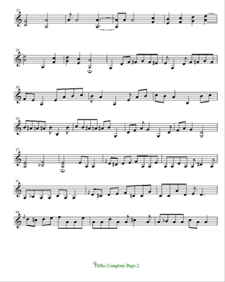 Fifths Complete : Never been done composition on violin open fifths . Violin Solo scores gallery preview page 2