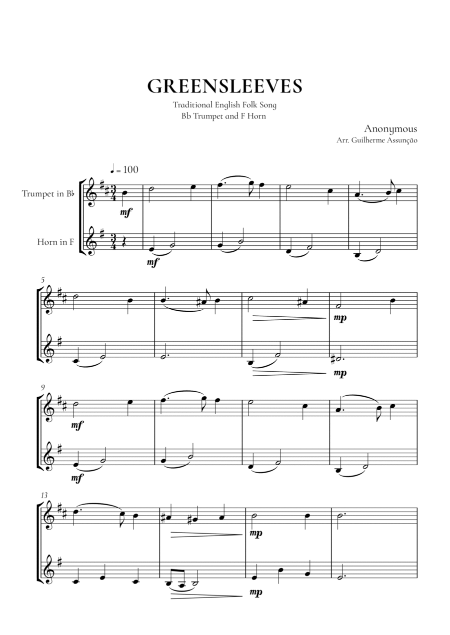 Greensleeves Brass Duet scores gallery preview page 1
