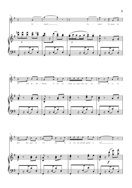 Bizet • Habanera from Carmen in G minor [Gm] | tenor sheet music with piano accompaniment image number null