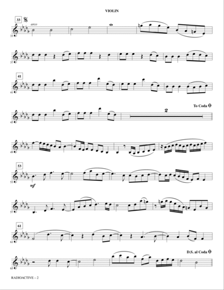 Radioactive - Violin Radioactive - Violin Choir scores gallery preview page 2