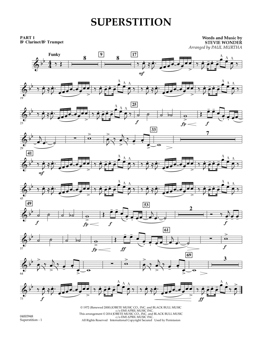 Superstition - Pt.1 - Bb Clarinet/Bb Trumpet