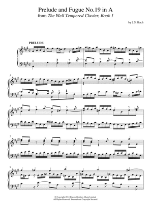 Prelude and Fugue No. 19 In A Major (BWV 864 From 'The Well-Tempered Clavier, Book 1')