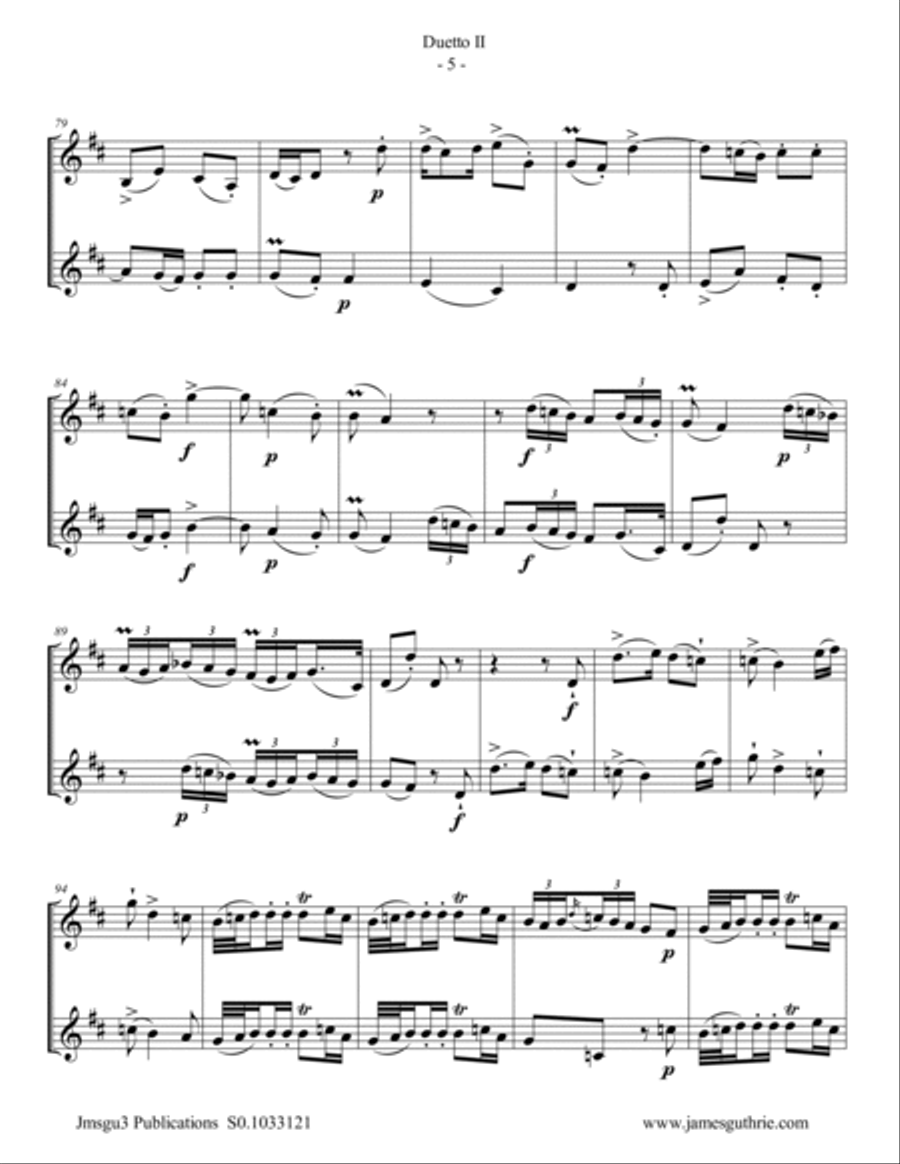 Quantz: Duetto Op. 2 No. 2 for Trumpet Duo Trumpet Duet scores gallery preview page 5