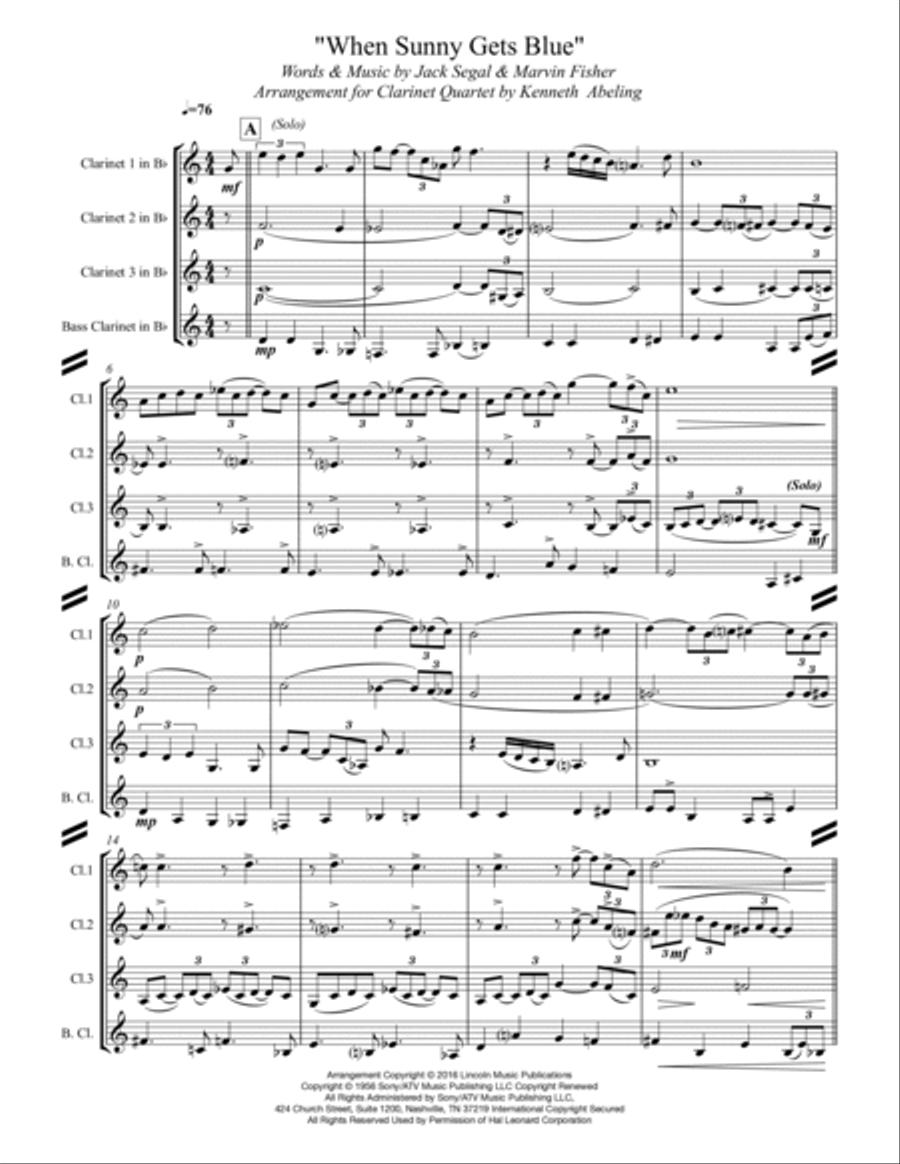 When Sunny Gets Blue Woodwind Ensemble scores gallery preview page 2