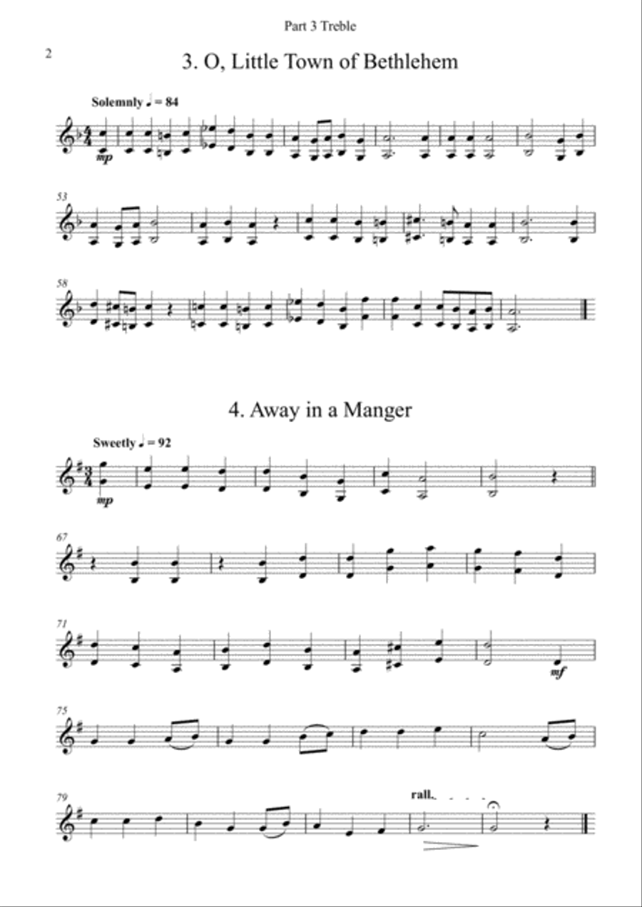 Carols for Four (or more) - Fifteen Carols with Flexible Instrumentation - Part 3 - C Treble Clef Concert Band scores gallery preview page 6