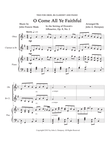 O Come All Ye Faithful (Trio for Oboe, Clarinet and Piano) image number null
