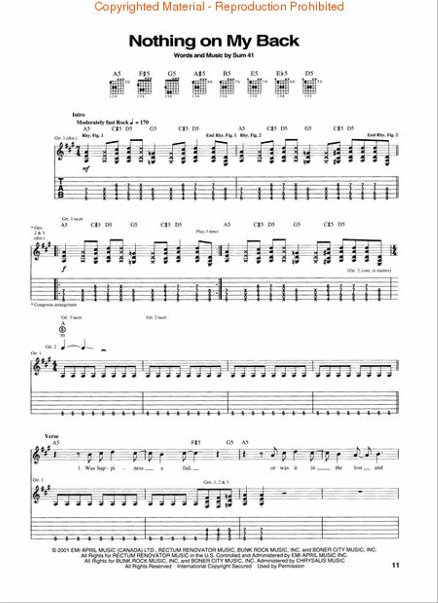 Sum 41 - All Killer, No Filler Electric Guitar scores gallery preview page 2